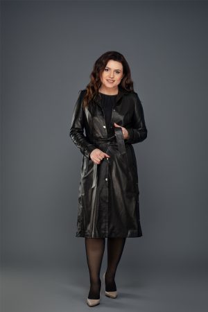 Haină lungă din piele, Neagră