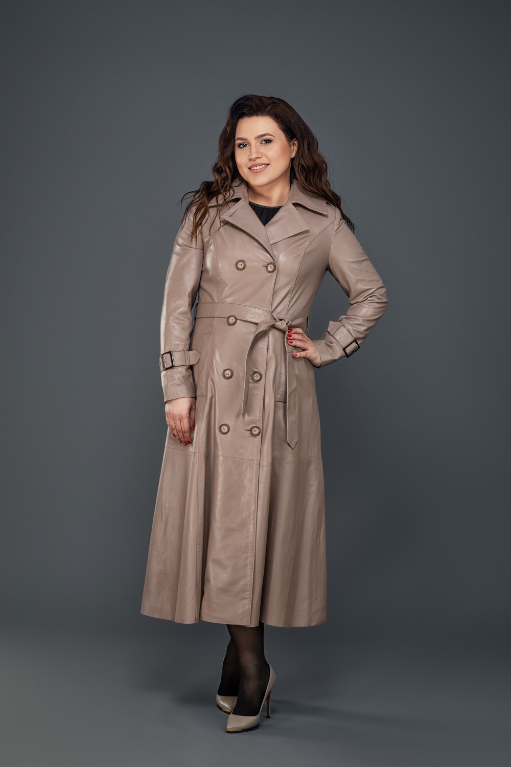 Haină lungă din piele - imagine 2