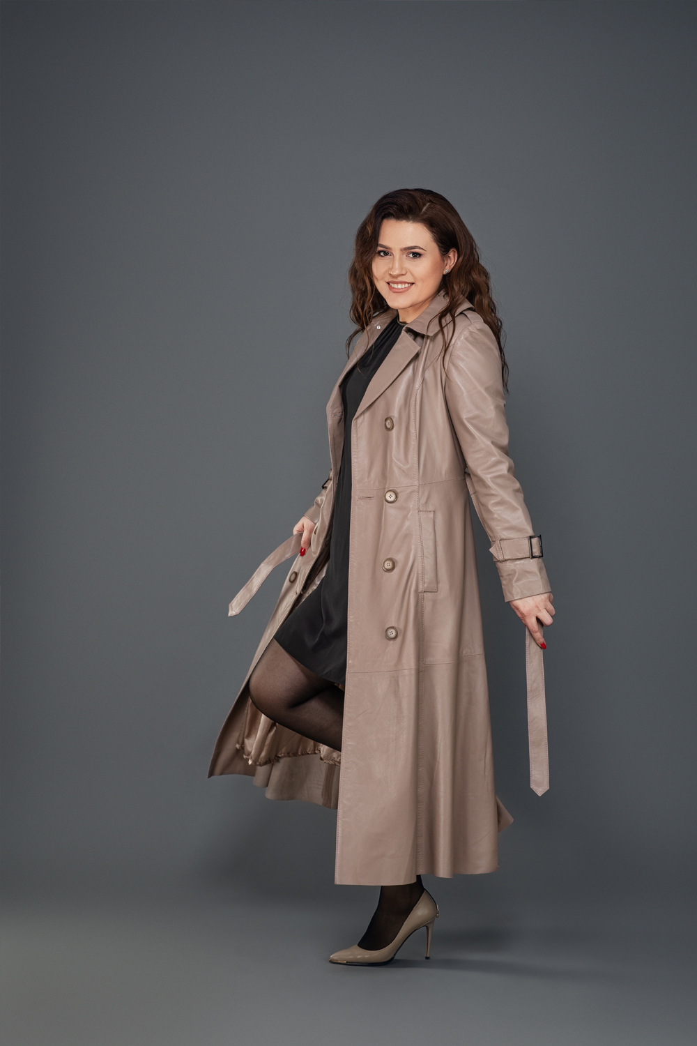 Haină lungă din piele - imagine 6