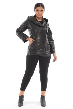 Jachetă din piele Neagră Carla