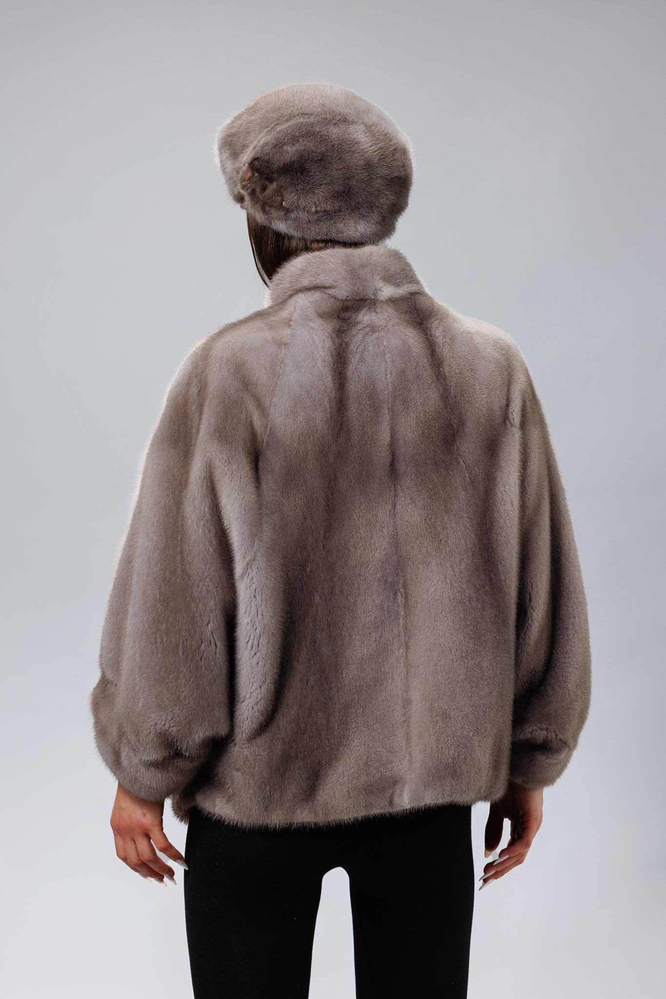 Haină din blană naturală de vizon - Silver - imagine 4