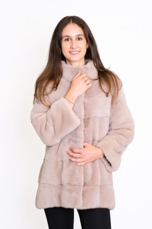 Haină din blană naturală de vizon - Bej