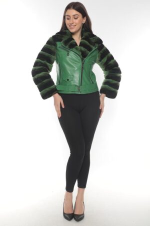 Haină din piele și blană naturală de chinchilla