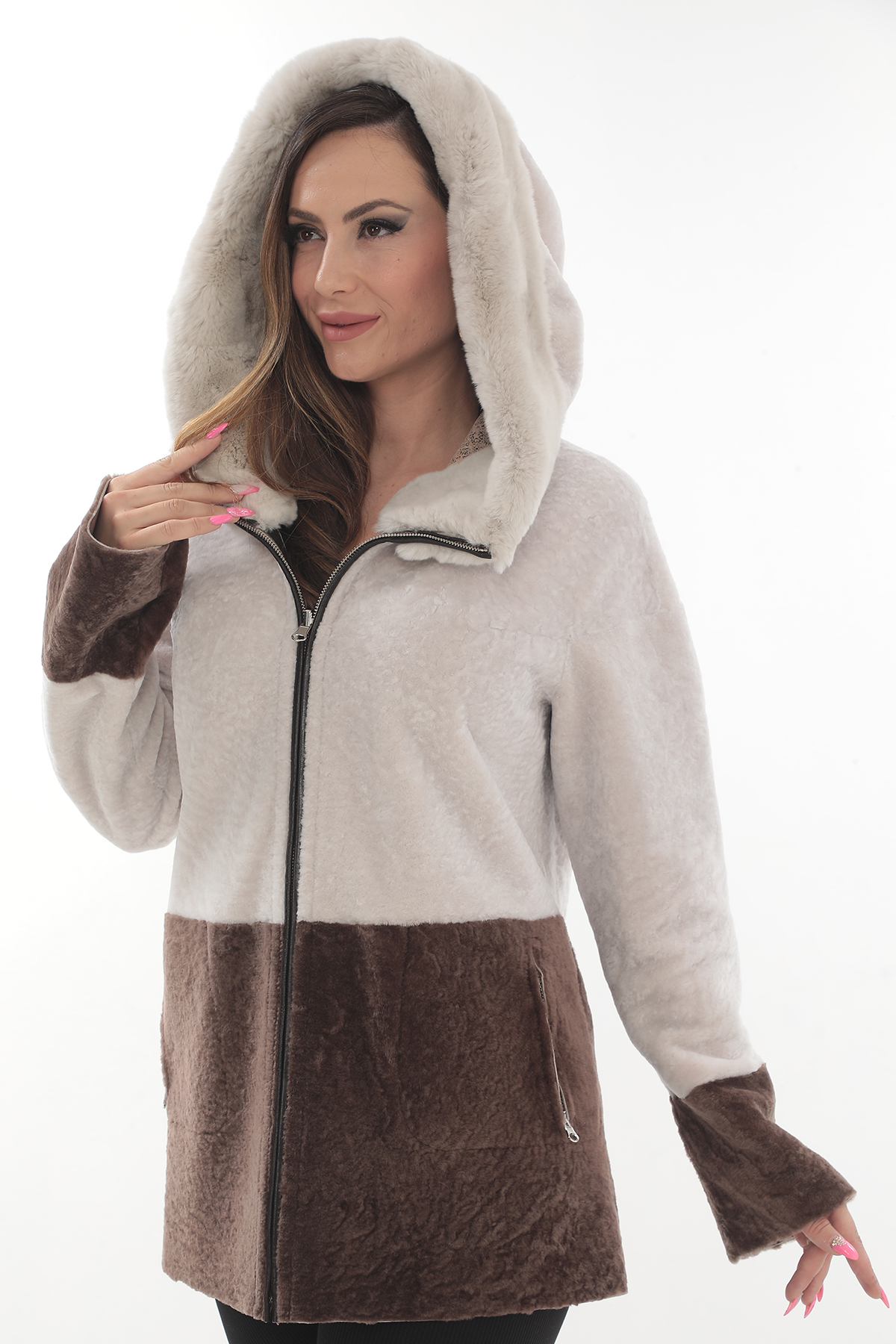 Haină din blană de miel 2 in 1 Evelyn - imagine 2