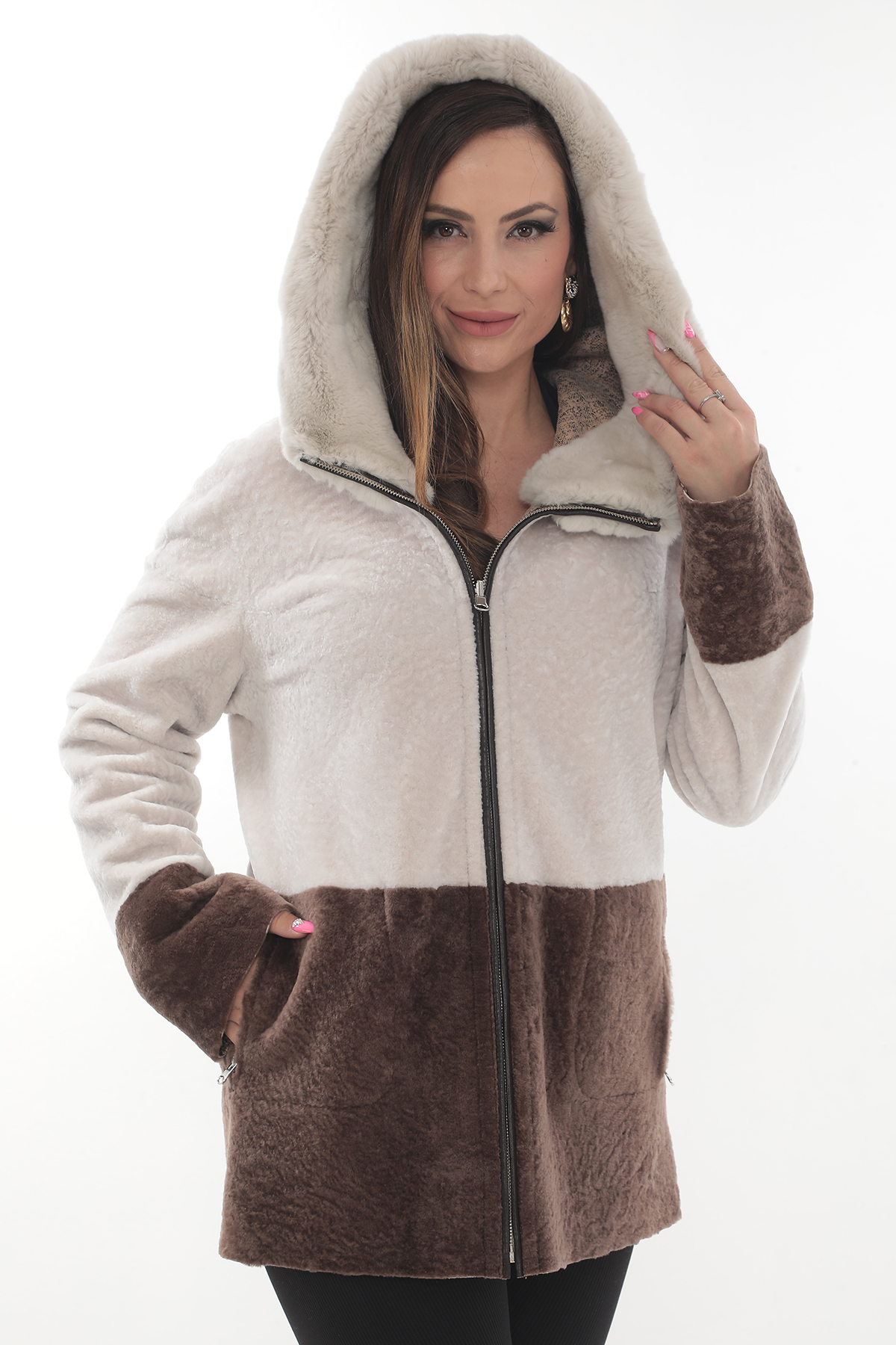 Haină din blană de miel 2 in 1 Evelyn - imagine 3