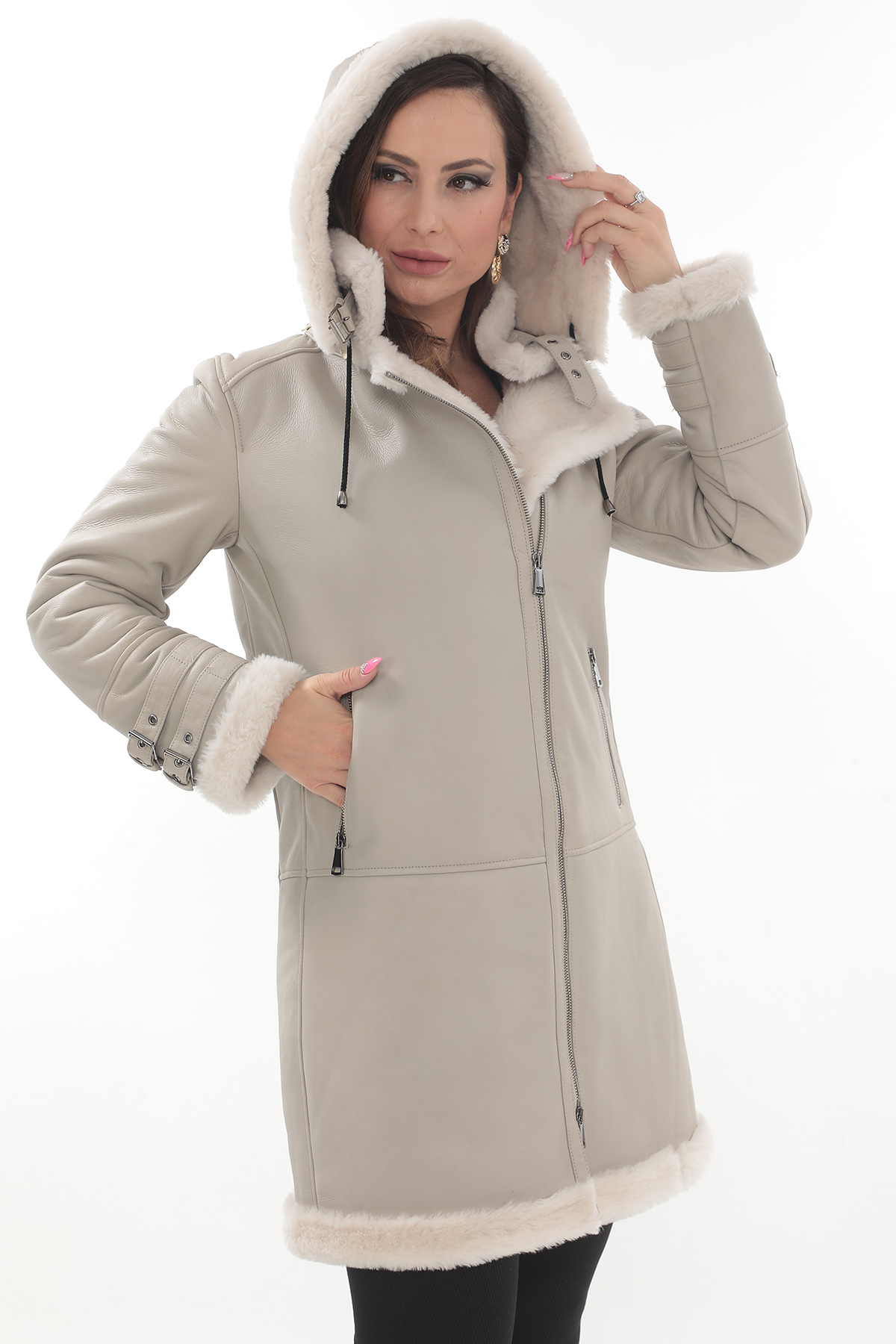 Haină din blană de miel merinos - imagine 4