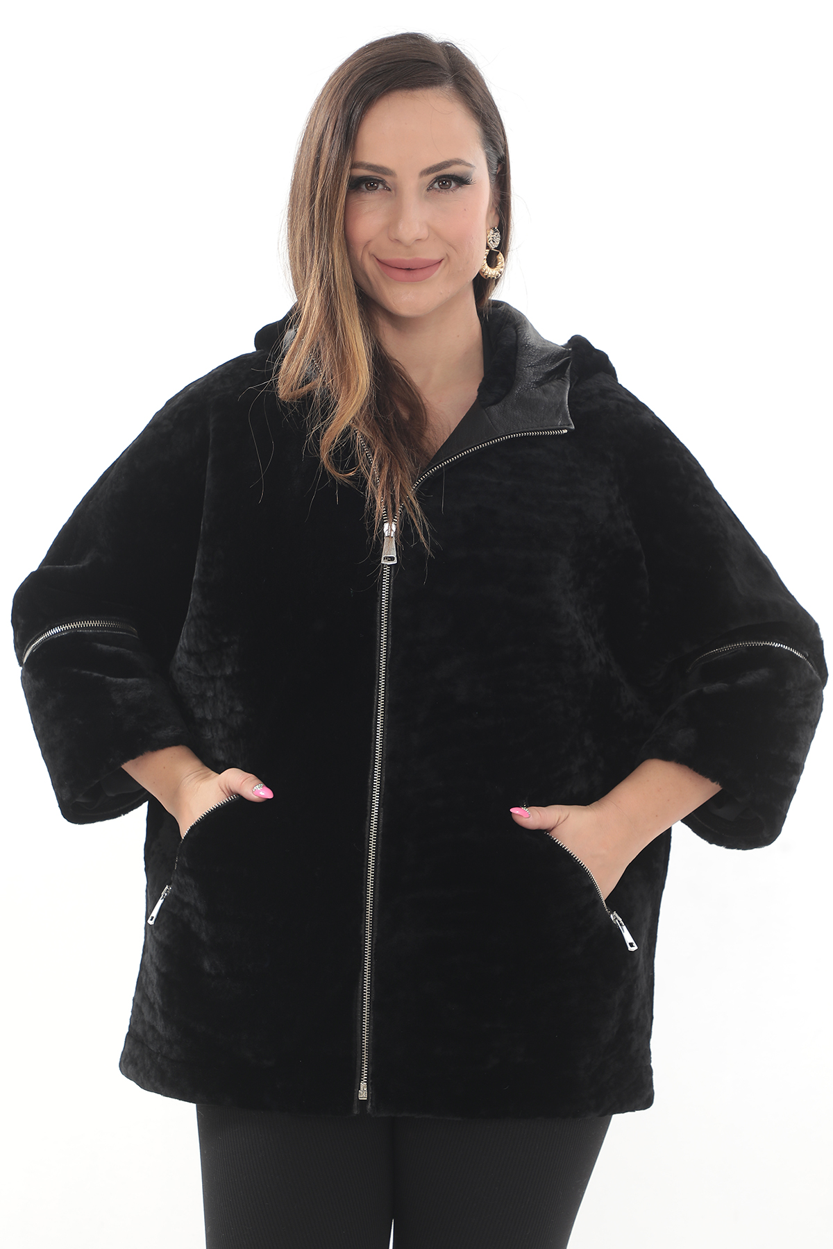 Haină din blană de miel 3 in 1 Emma - imagine 4