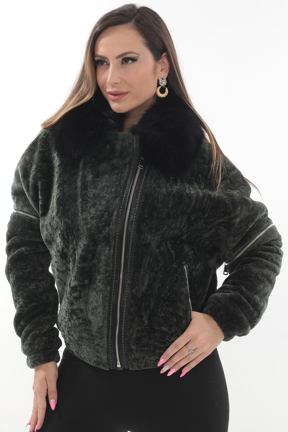 Haină din blană de miel 3 in 1 Emma - imagine 6