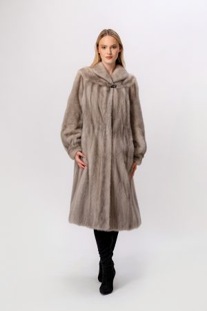 Haină lungă din blană naturală de nurcă , culoare Silver